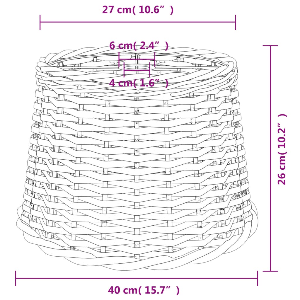 Lampenschirm Weiß Ø15x12 cm Korbweide