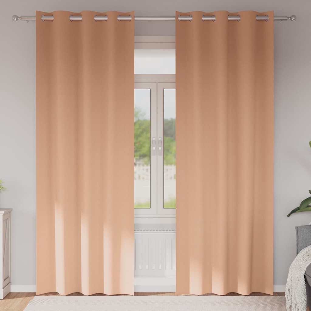 Verdunkelungs-Vorhänge mit Ringen 2 pcs Beige 140 x 140 cm