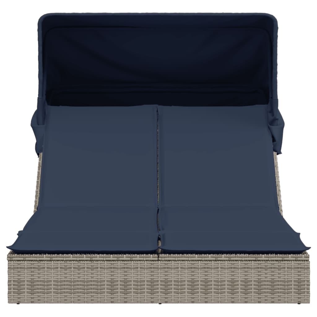 Doppelte Sonnenliege mit Kissen Braun Poly Rattan