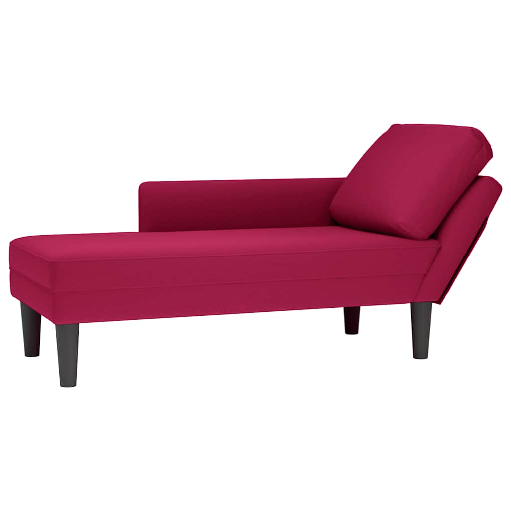Chaiselongue mit Kissen und Rechter Armlehne Blau Samt