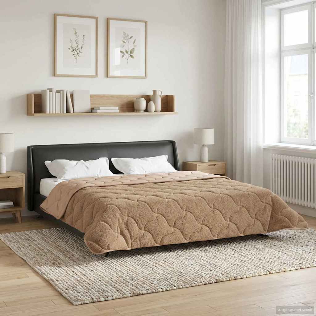 Sommerdecke Anthrazit 135 x 200 cm Mikrofaser und Teddy-Fleece