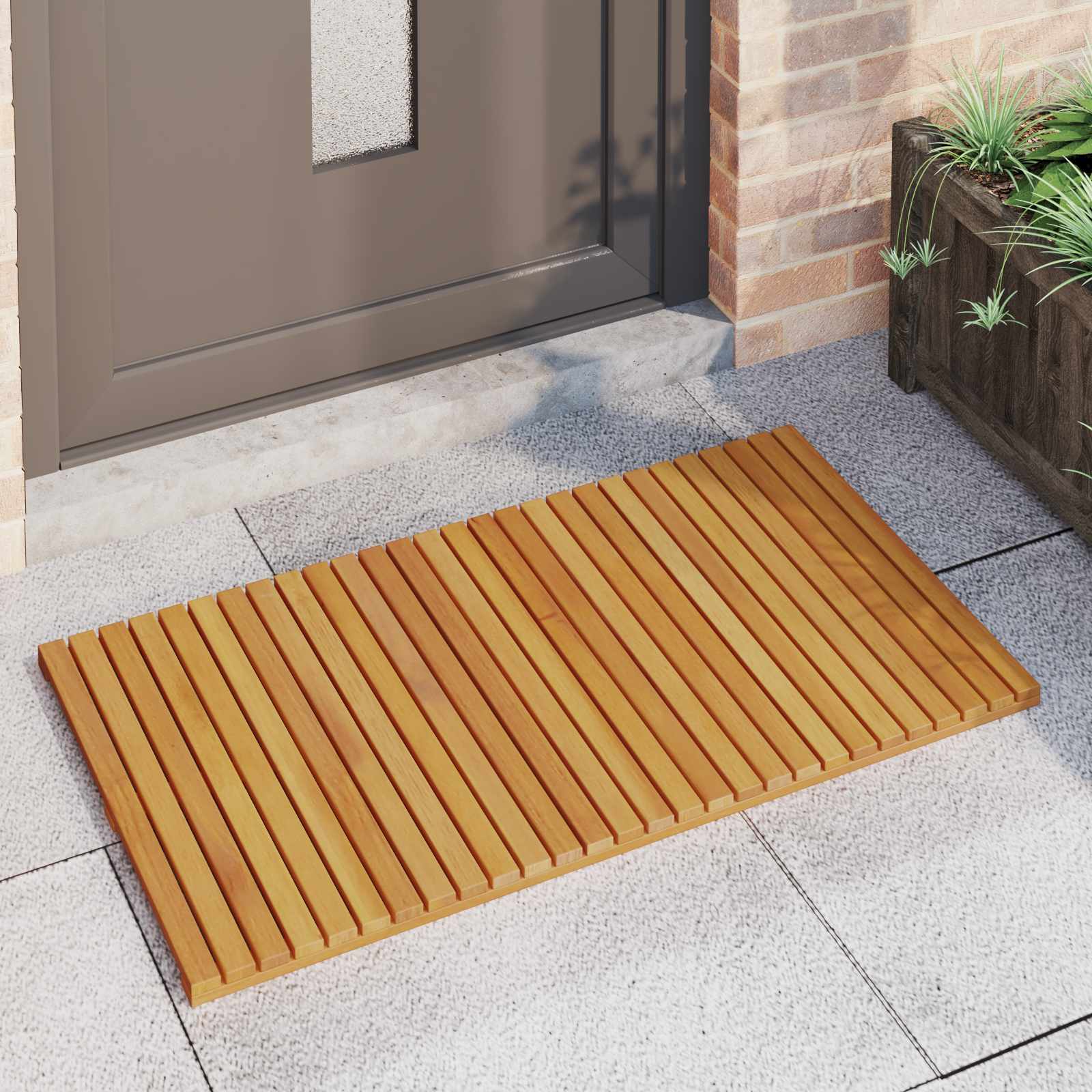 Badematte Uni Braun 60 x 40 cm Massives Akazienholz