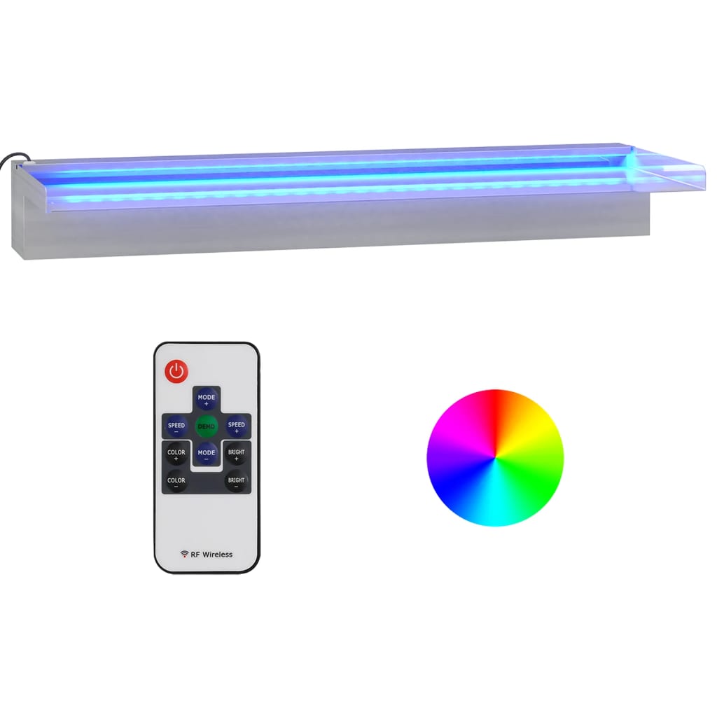 Wasserfall-Element mit RGB LEDs Edelstahl 30 cm