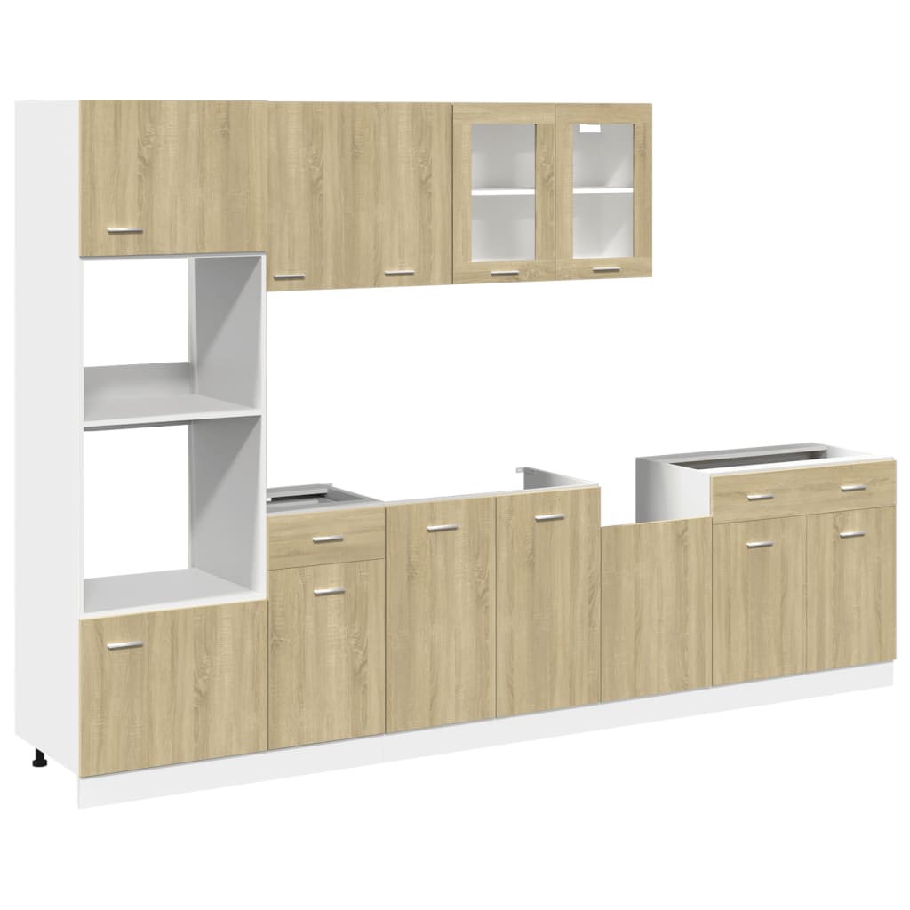 7-tlg. Küchenzeile Lyon Weiß Holzwerkstoff
