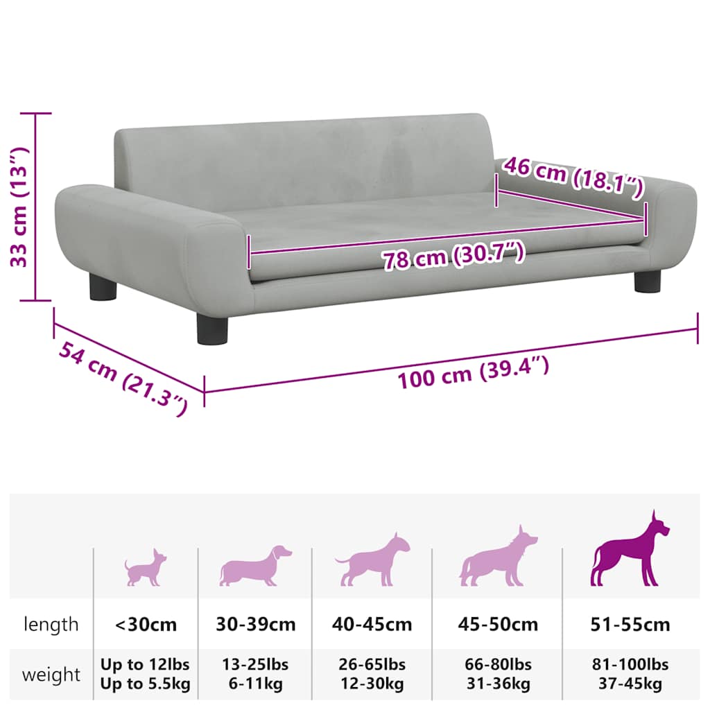 Hundebett Blau 100x54x33 cm Samt