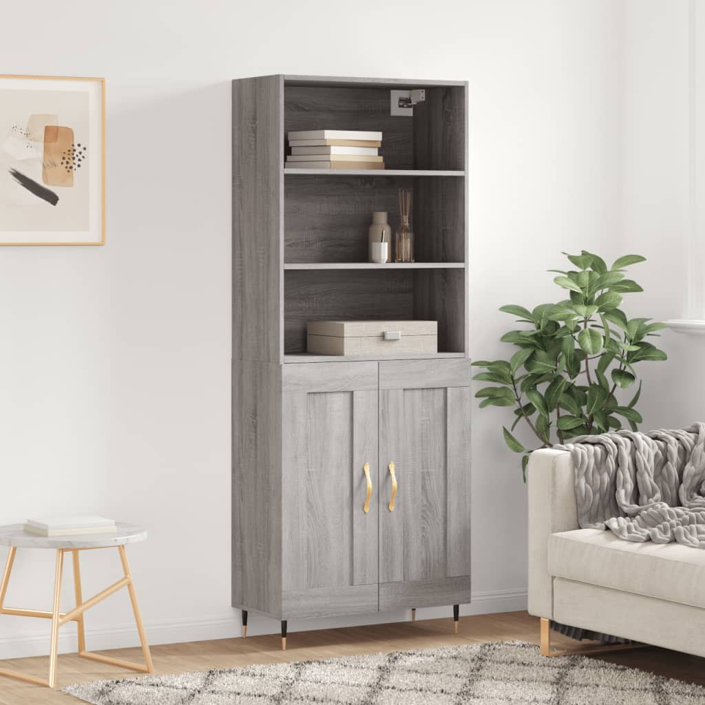 Highboard Betongrau 69,5x34x180 cm Holzwerkstoff