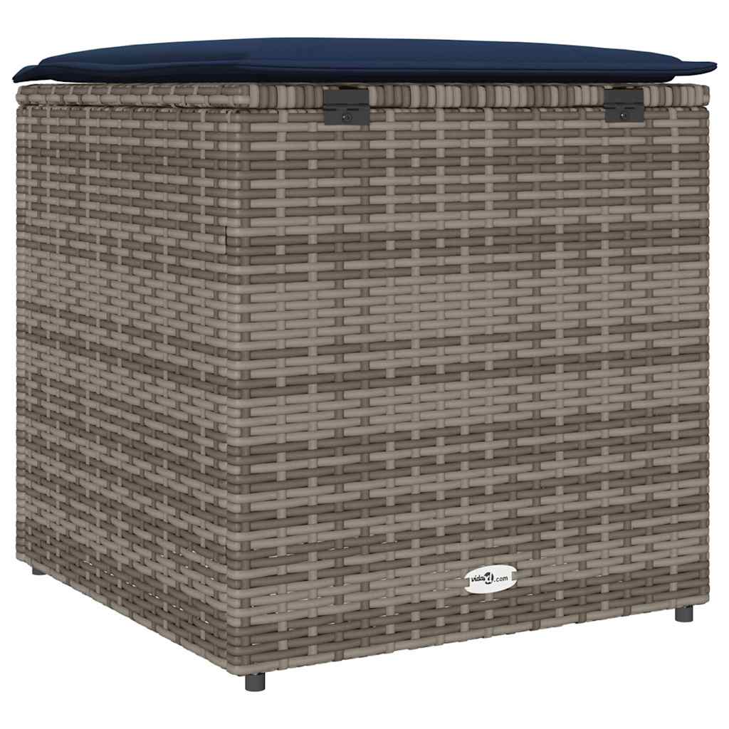 Kissenbox mit Speicher Schwarz 50 x 50 x 50 cm Poly-Rattan