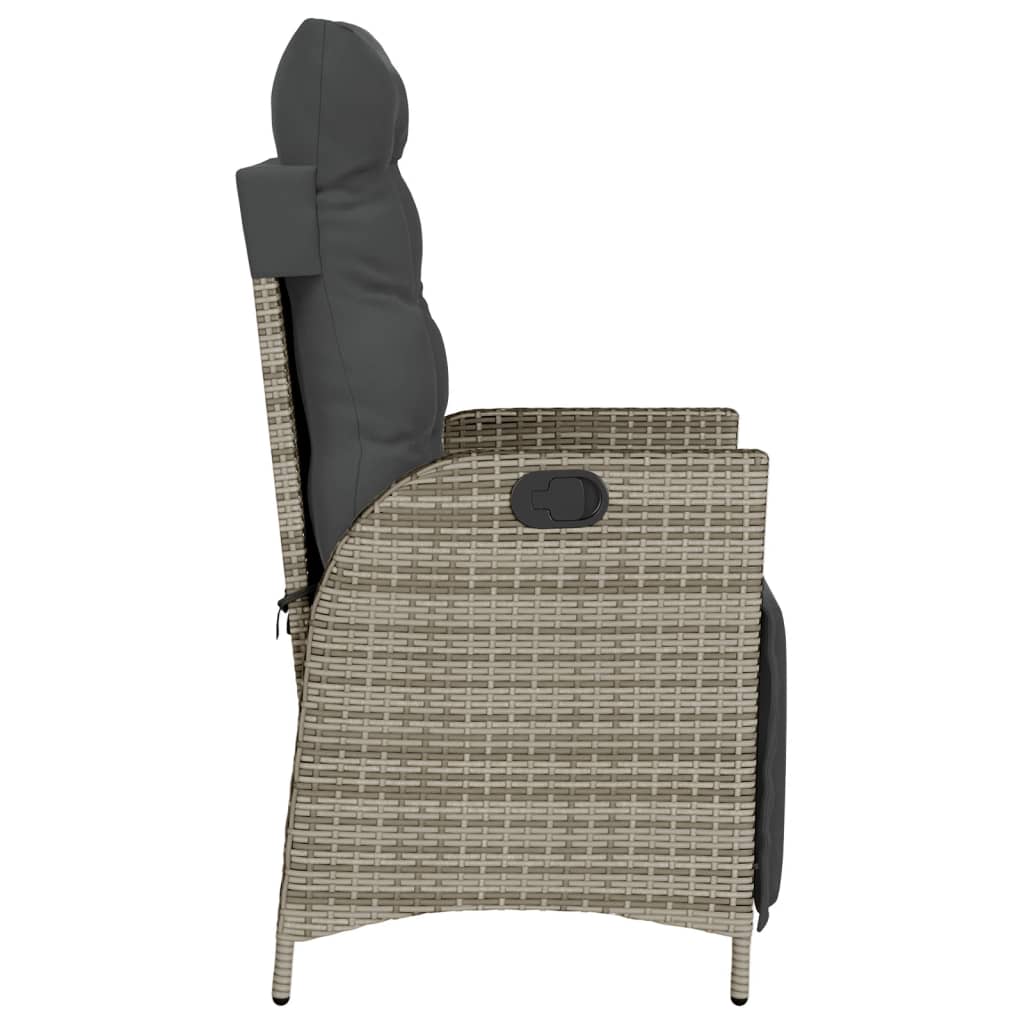 Gartensessel Verstellbar mit Kissen Schwarz Poly Rattan
