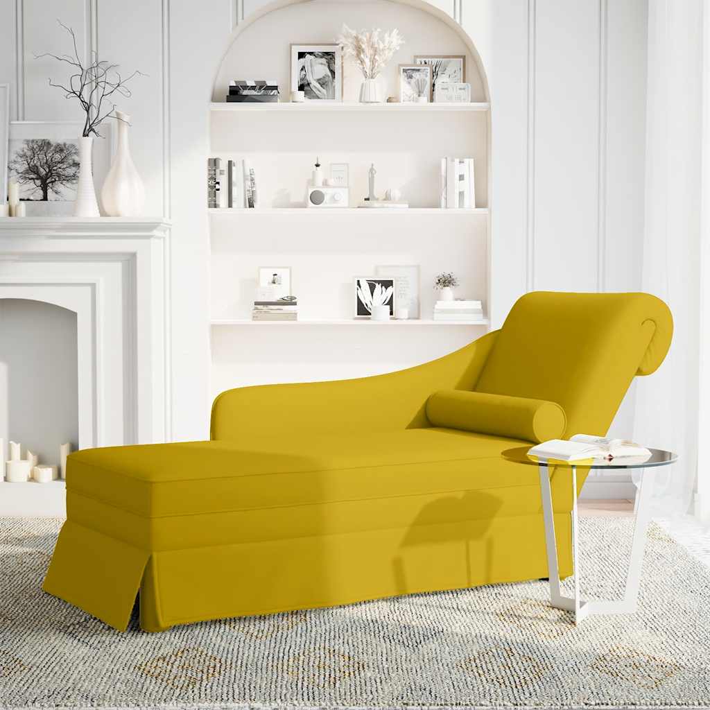 Chaiselongue mit Nackenrolle und Rechter Armlehne Blau Samt