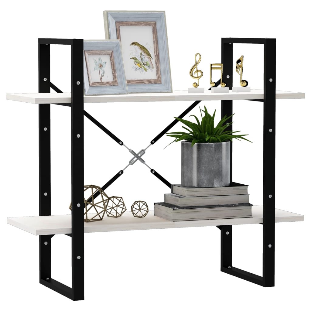 Bücherregal 2 Fächer Weiß 80x30x70 cm Holzwerkstoff