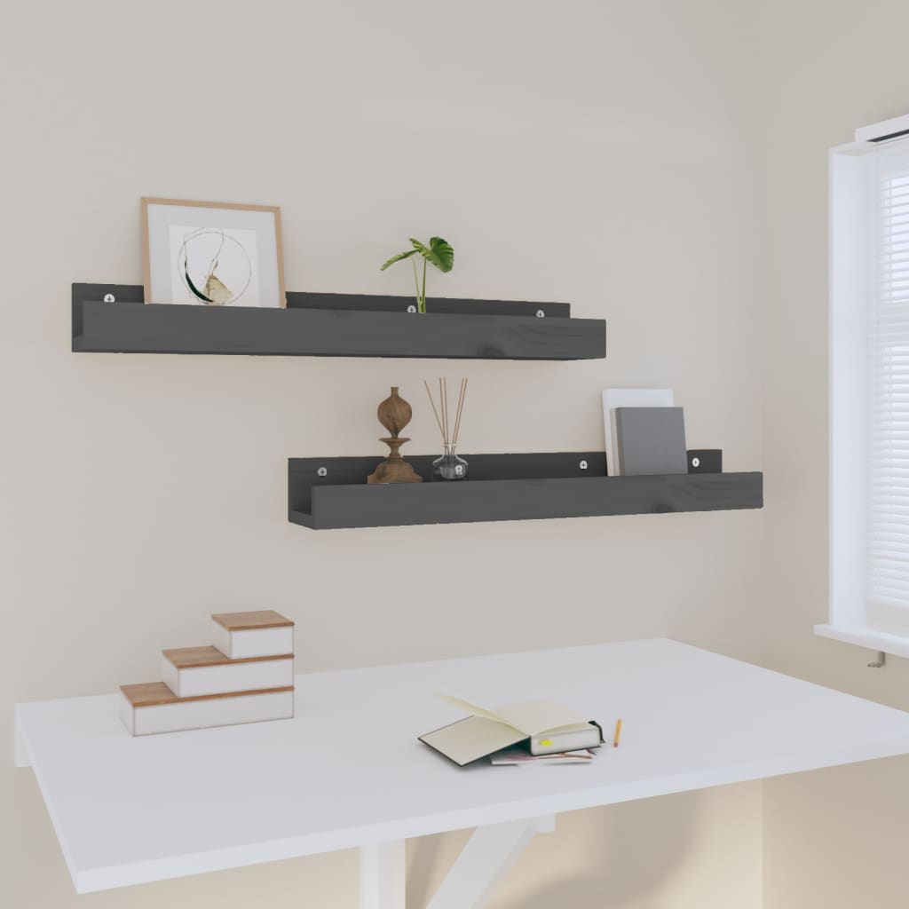 Wandregale 2 Stk. 50x12x9 cm Massivholz Kiefer