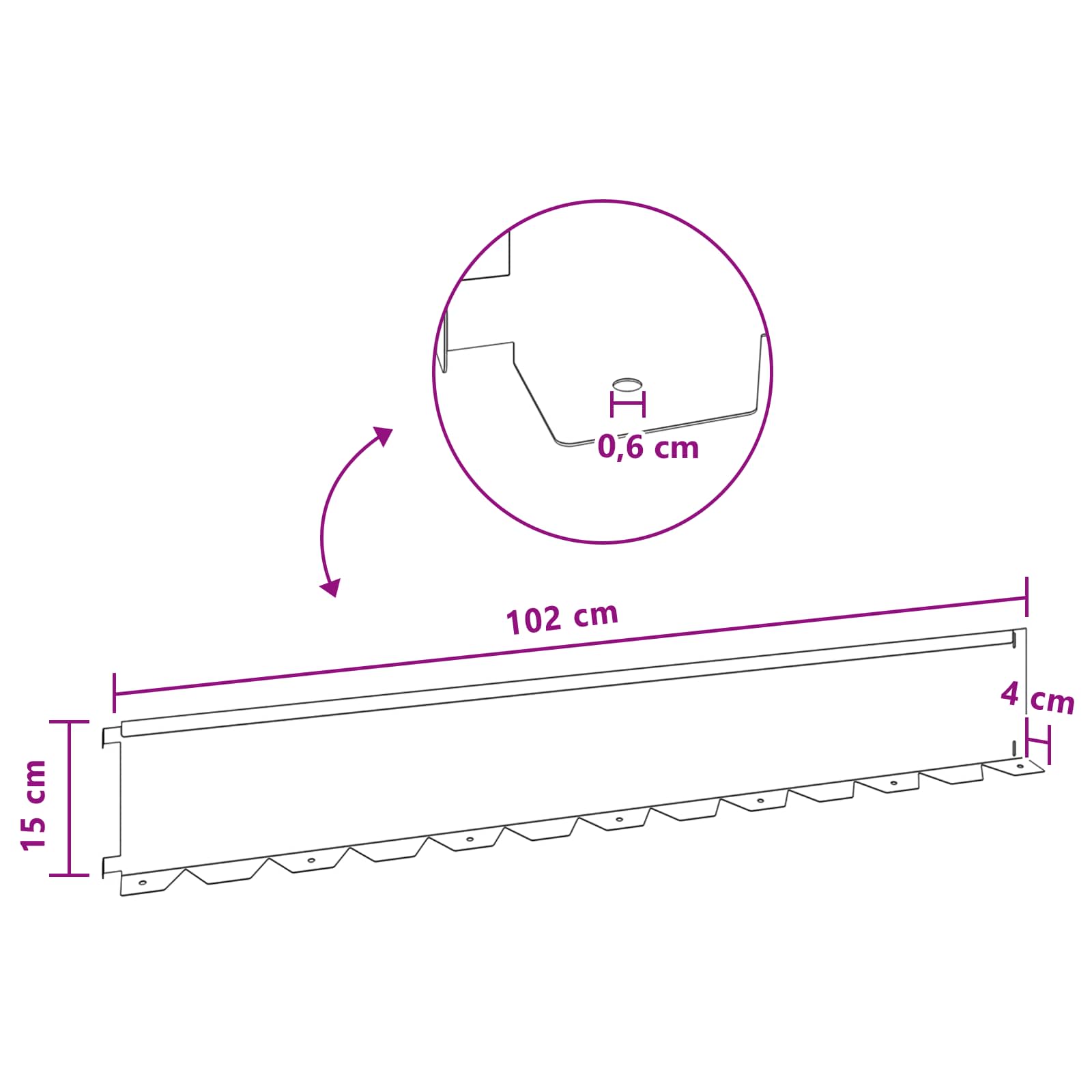 Raseneinfassung 10 pcs 102 x 4 x 4 cm Stahl Schwarz