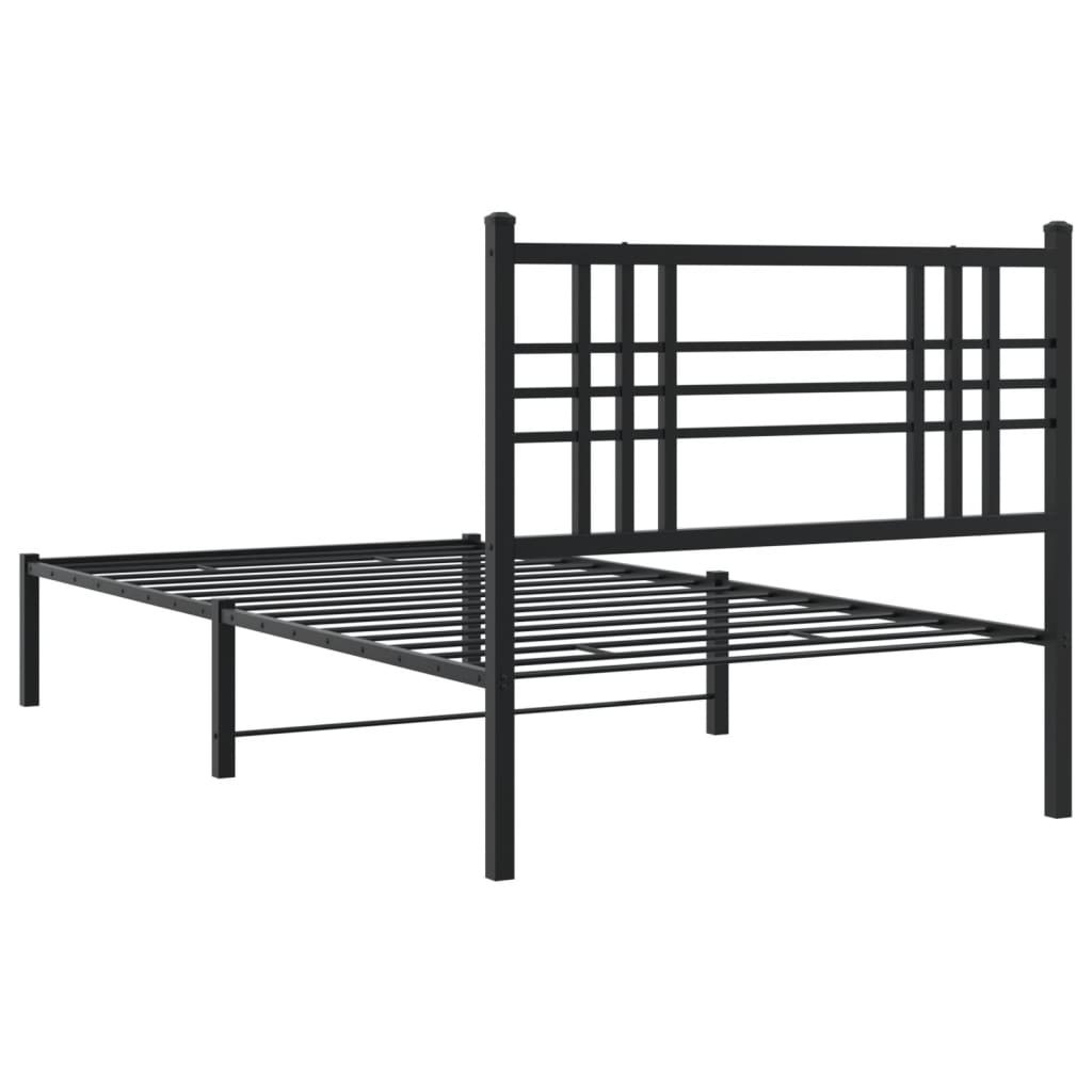 Bettgestell mit Kopf- und Fußteil Metall Schwarz 90x200 cm