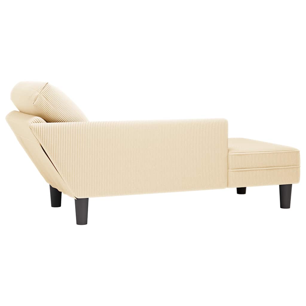 Chaiselongue mit Kissen Hellgrau Cordstoff