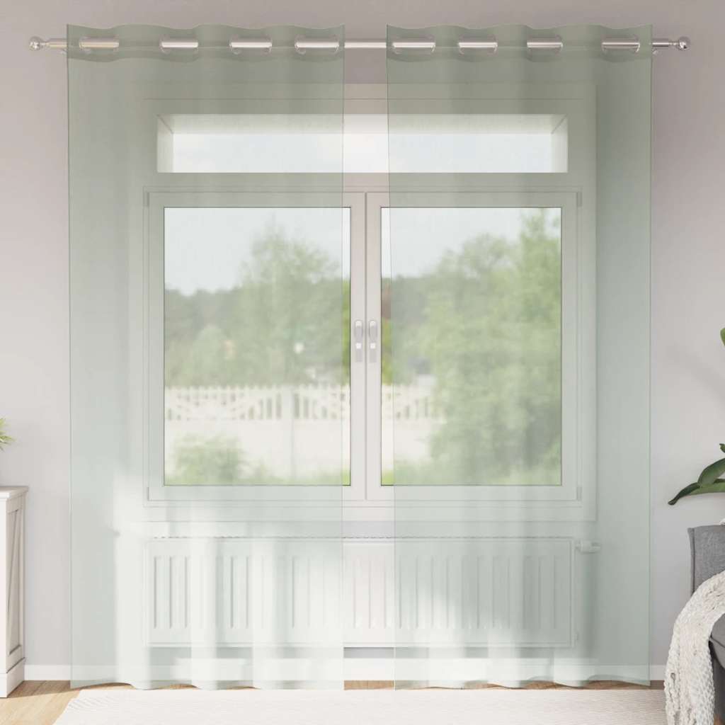 Voile Vorhänge mit Ösen 2 Stk. Apfelgrün 140x140 cm