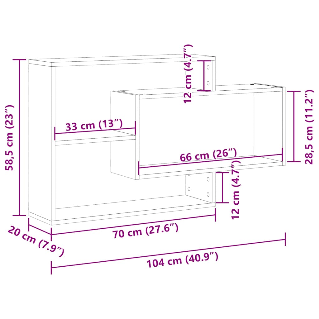 Wandregale Weiß 104x20x58,5 cm Holzwerkstoff