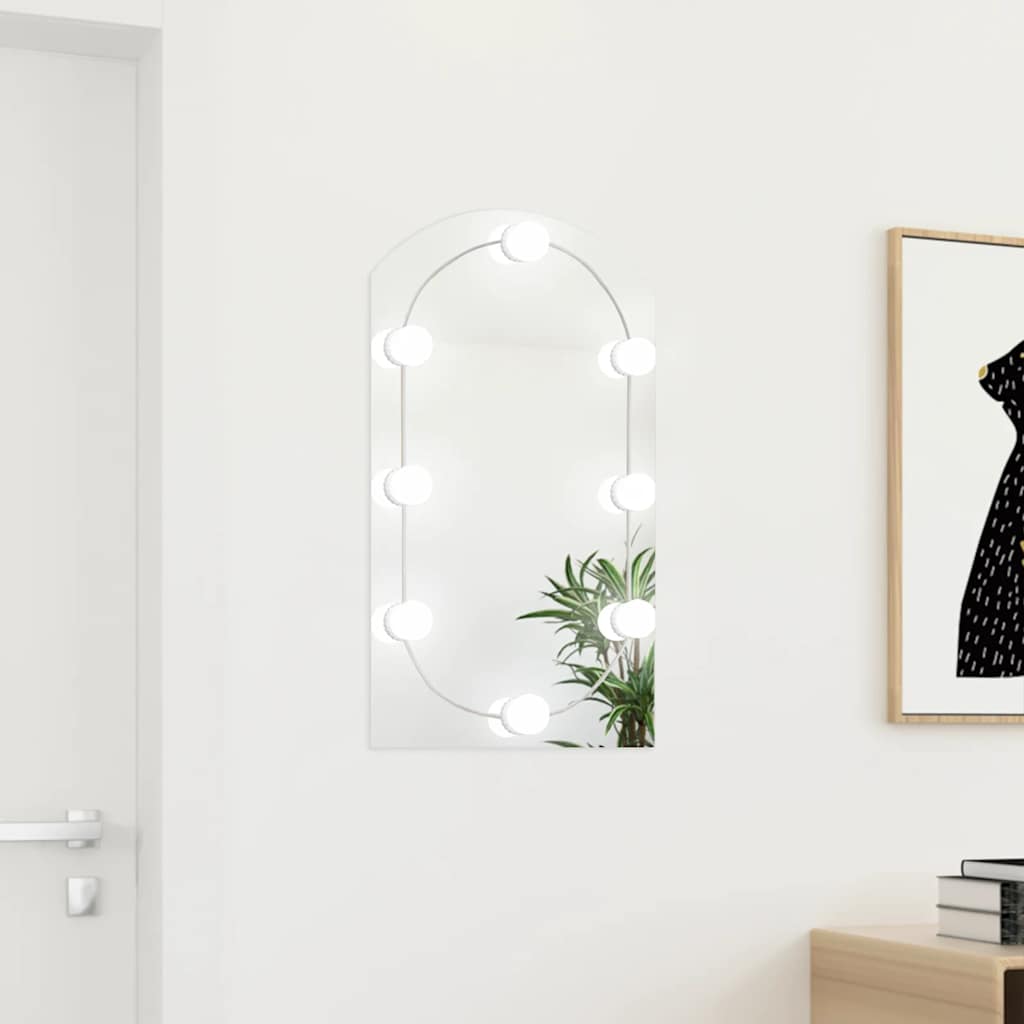 Spiegel mit LED-Leuchten 60x30 cm Glas Oval