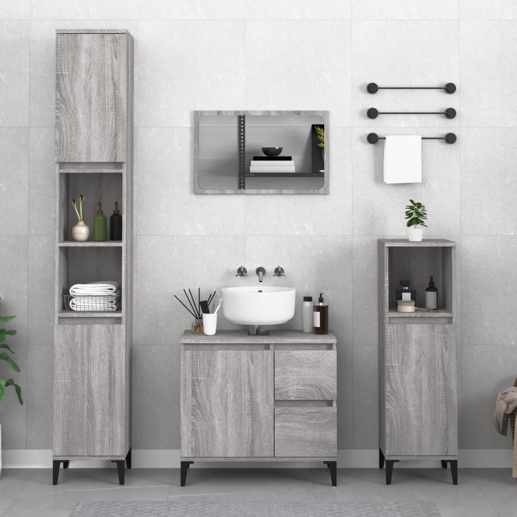 Badschrank Weiß 30x30x100 cm Holzwerkstoff