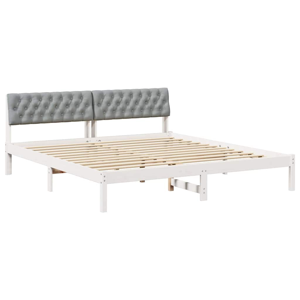 Bettgestell Braun und hellgrau 200 x 200 cm Massivholz Kiefer