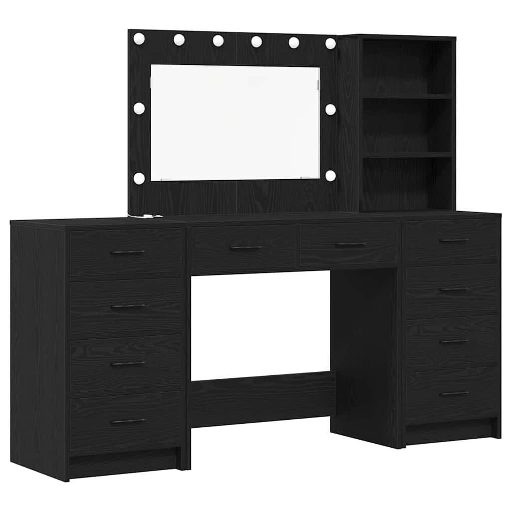 Schminktisch mit Spiegelbeleuchtung 3 pcs Weiß Holzwerkstoff