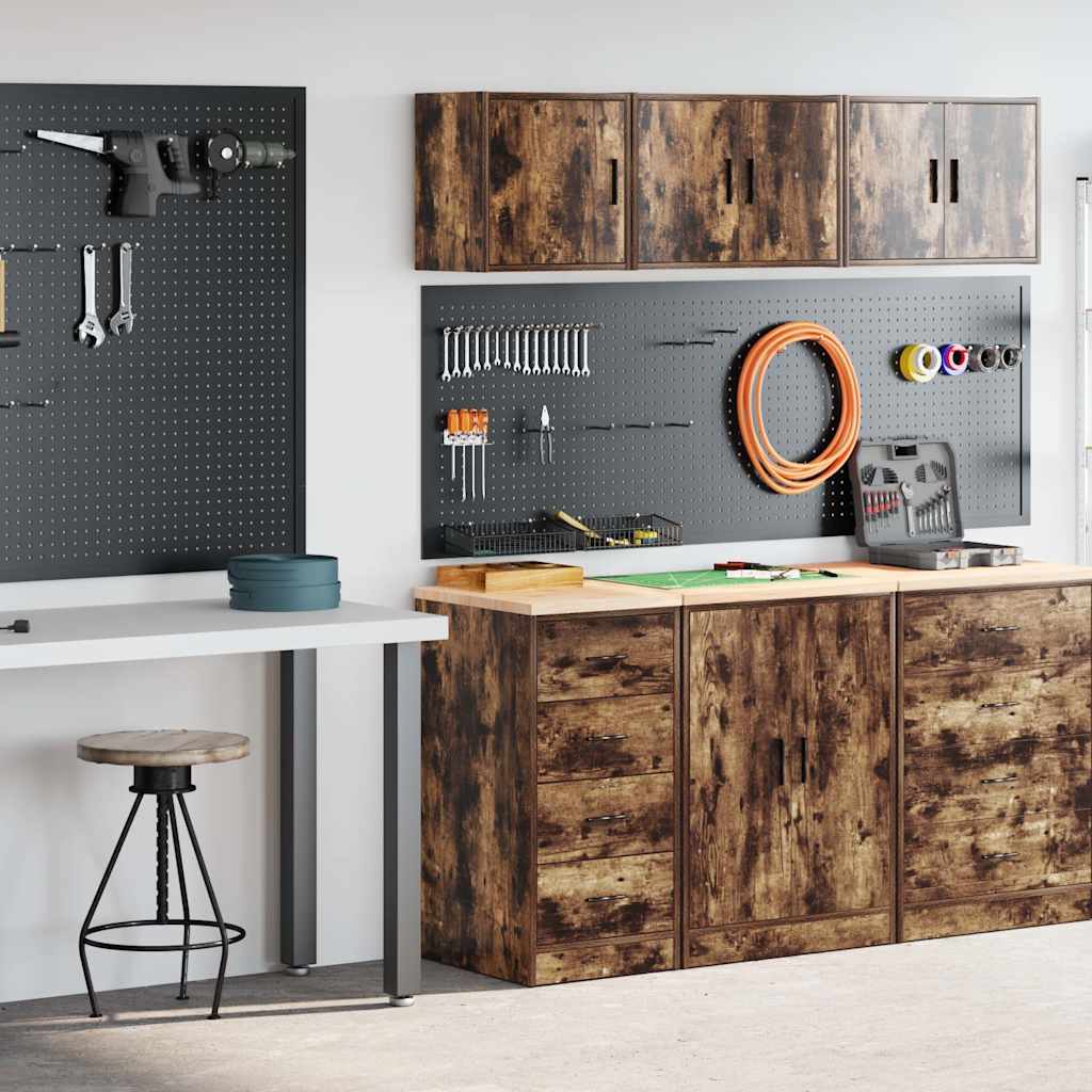 Garagenschränke 2 Stk. Schwarz Holzwerkstoff