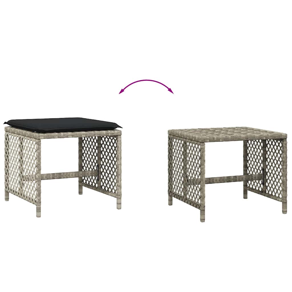 Gartenhocker mit Kissen 4 Stk. Schwarz 41x41x36 cm Poly Rattan