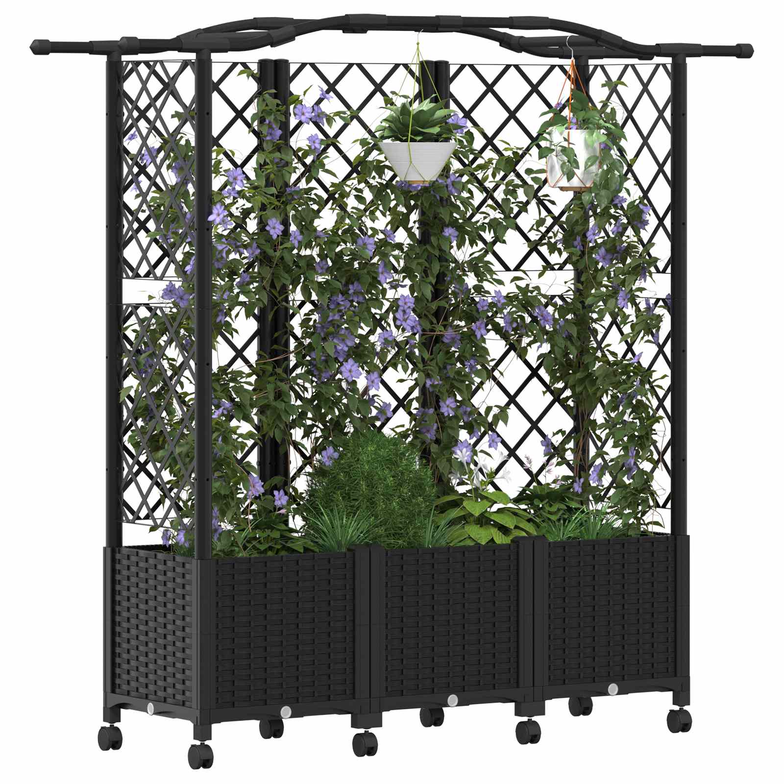 Hochbeet mit Rankgitter und Dach Braun 124 x 40 x 123 cm PP
