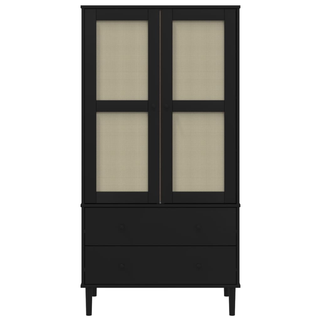 Kleiderschrank SENJA Rattan-Optik Braun 90x55x175cm Kiefernholz