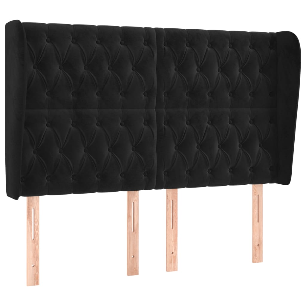 Kopfteil mit Ohren Dunkelblau 93x23x78/88 cm Samt