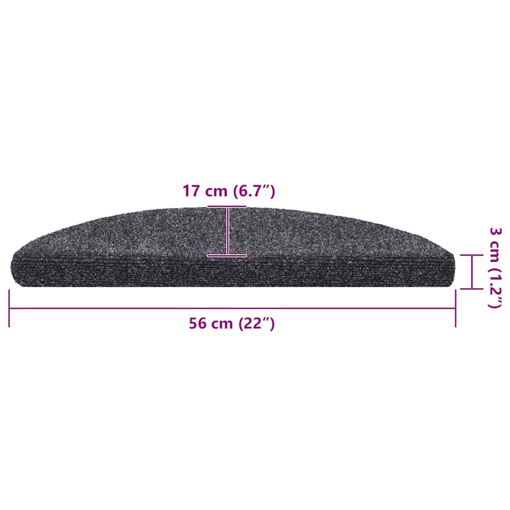 Stufenmatten Selbstklebend 15 Stk. 56x17x3 cm Hellbraun Halbrund