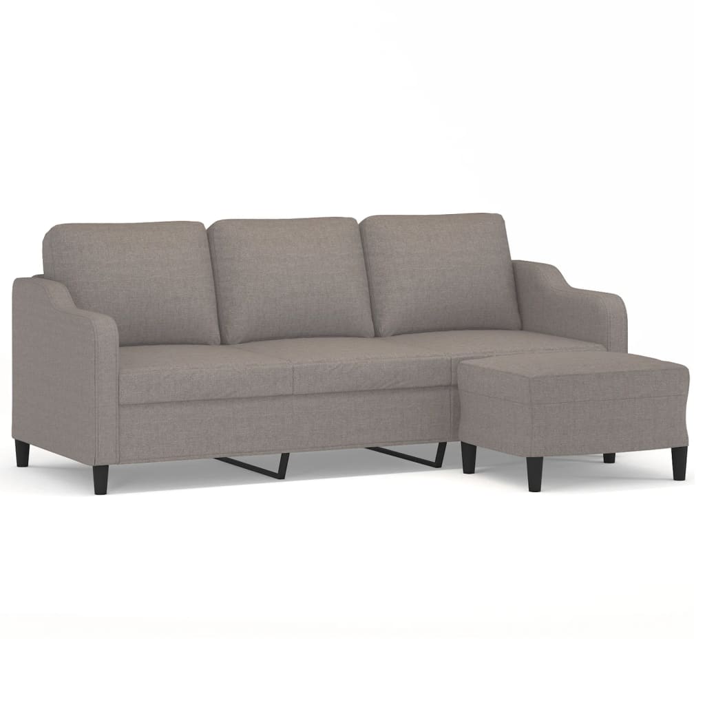 3-Sitzer-Sofa mit Hocker Braun 180 cm Stoff