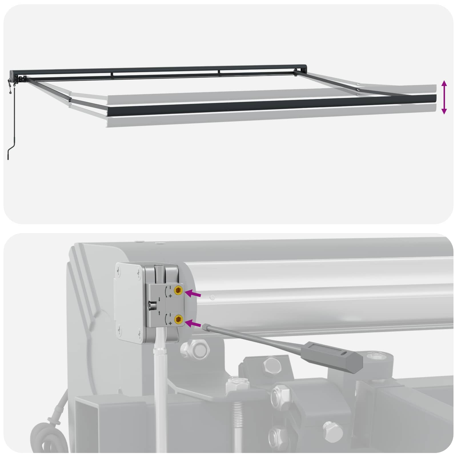 Markise Manuell Einziehbar mit LED 300x250 cm Blau und Weiß
