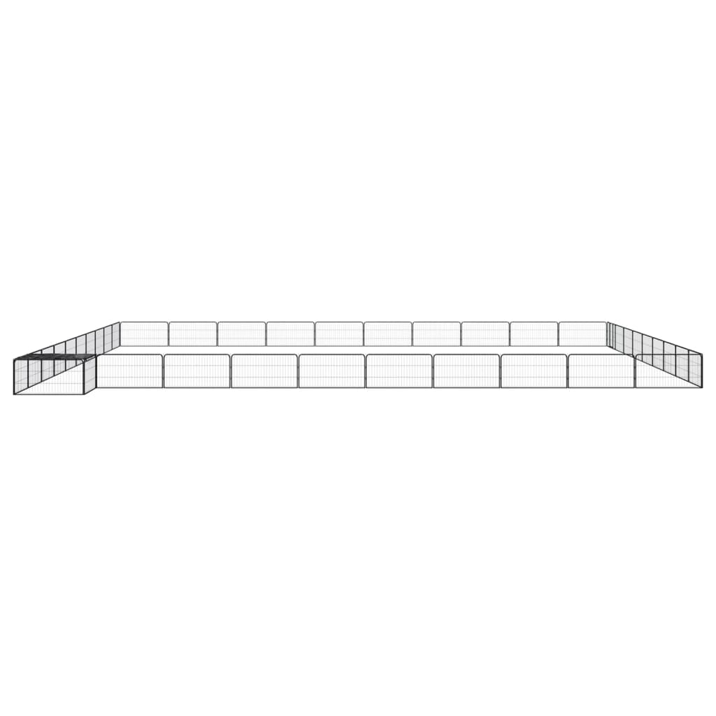 4-tlg. Hundelaufstall Schwarz 100x50cm Stahl Pulverbeschichtung