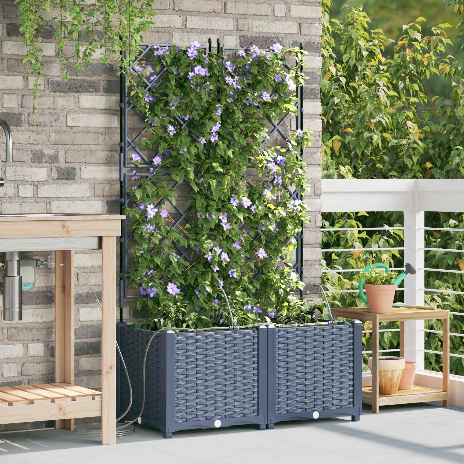 Garten-Pflanzgefäß 4 Stk. Braun 160 x 40 x 22 cm PP