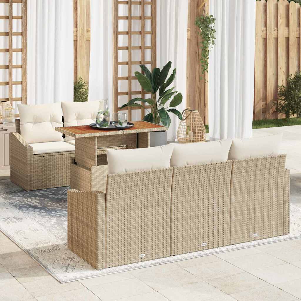Garten Essgruppe mit Kissen 6 pcs Schwarz und Creme