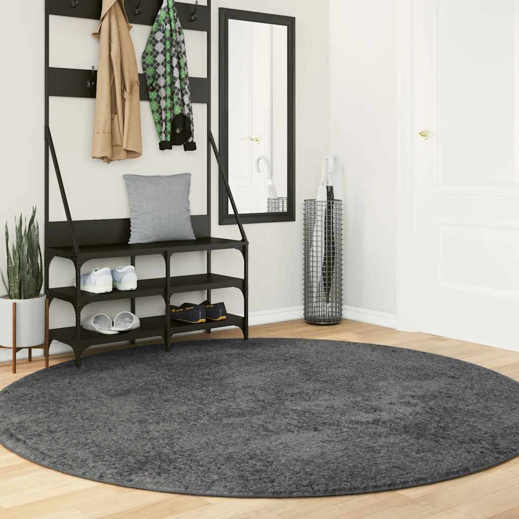 Teppich OVIEDO Kurzflor Anthrazit 120x120 cm