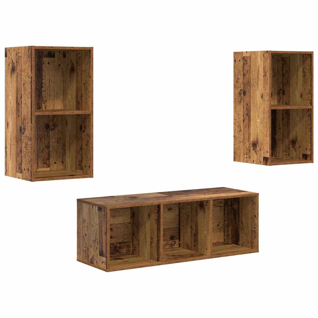 3-tlg. TV-Schrank-Set Weiß Holzwerkstoff