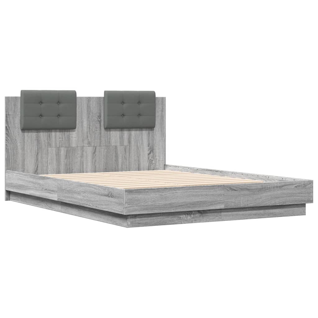 Bettgestell mit Kopfteil Grau Sonoma 180x200 cm Holzwerkstoff