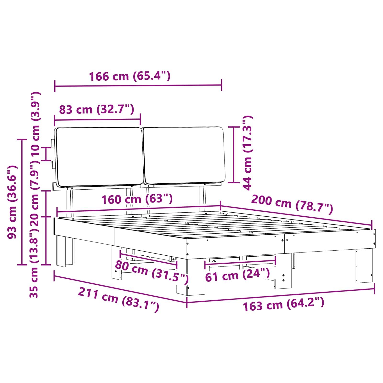 Bettgestell mit gepolstertem Kopfteil Hellgrau 200 x 200 cm