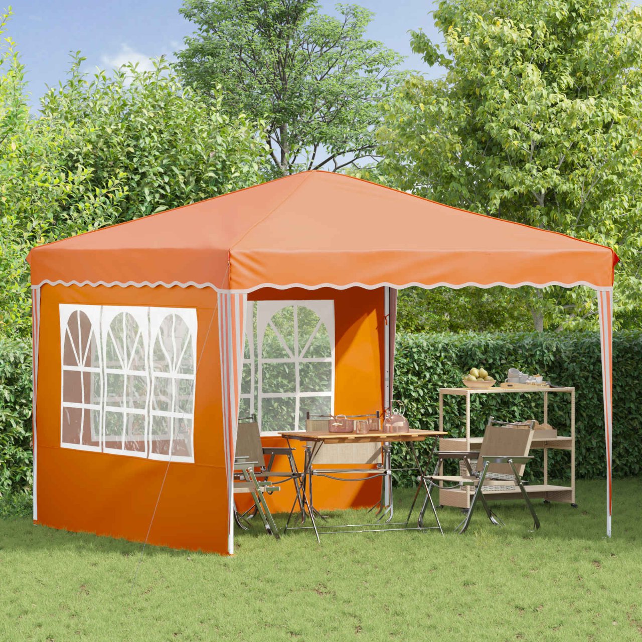 Pop-up Partyzelt 288 x 288 x 245 cm Creme Oxford-Stoff