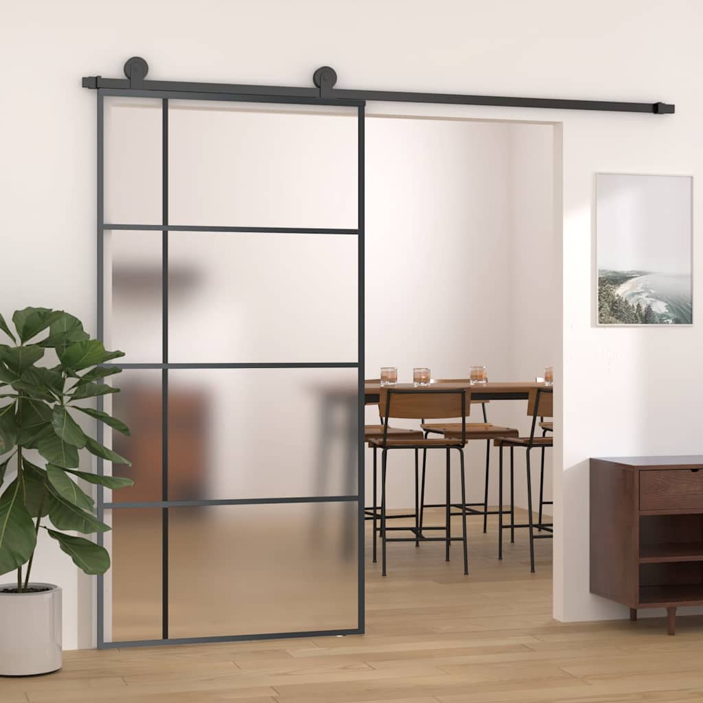 Schiebetür ESG-Glas und Aluminium 76x205 cm Schwarz
