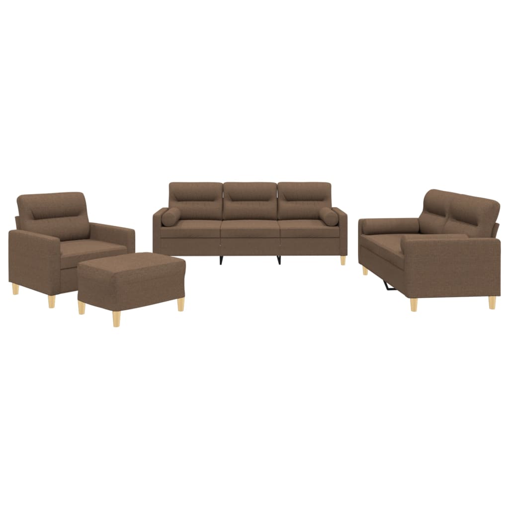 4-tlg. Sofagarnitur mit Kissen Taupe Stoff