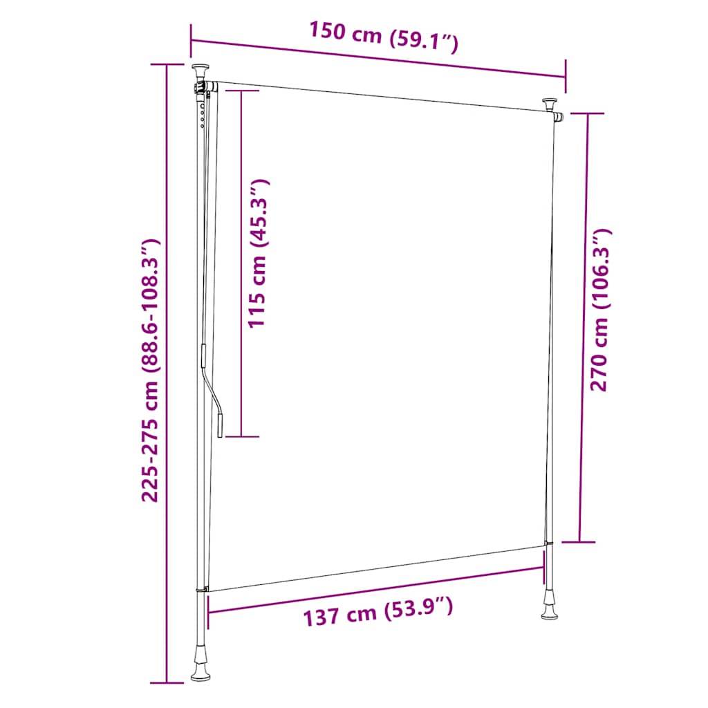 Außenrollo 100 x 270 cm Anthrazit