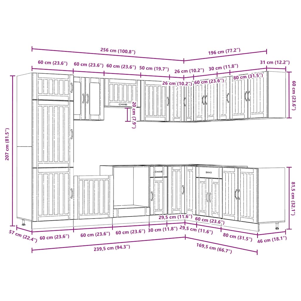 14-tlg. Küchenschrank-Set Lucca Weiß Holzwerkstoff