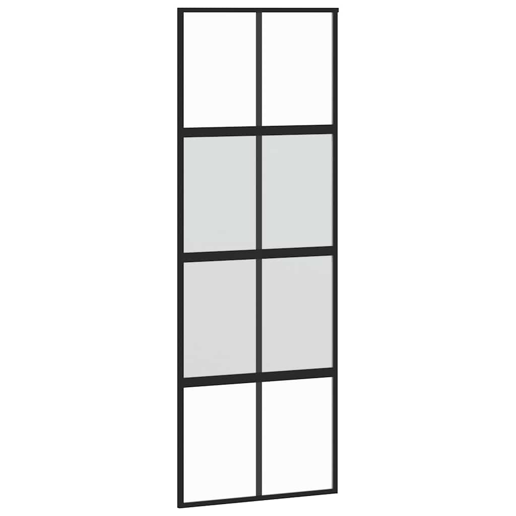 Schiebetür mit Beschlag Schwarz 76x205 cm Hartglas
