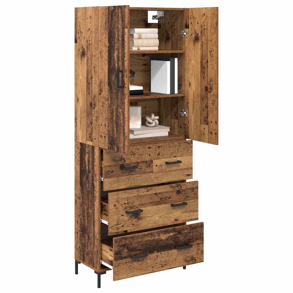 Highboard Betongrau 69,5x34x180 cm Holzwerkstoff