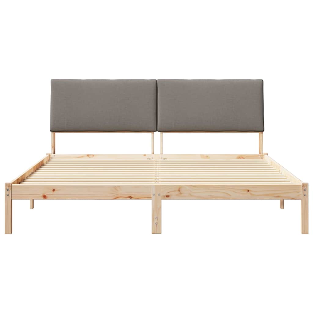 Bettgestell Braun und hellgrau 200 x 200 cm Massivholz Kiefer