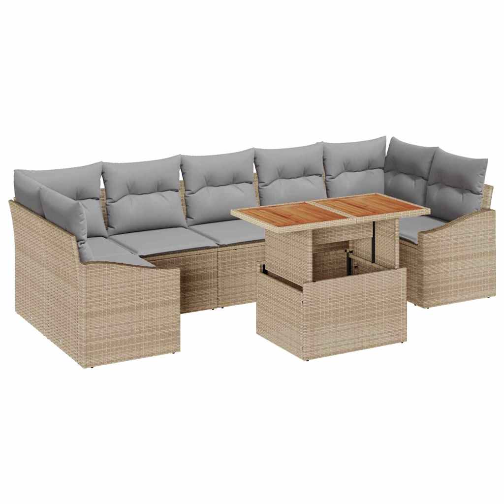 Garten Essgruppe mit Kissen 8 pcs Schwarz und Creme