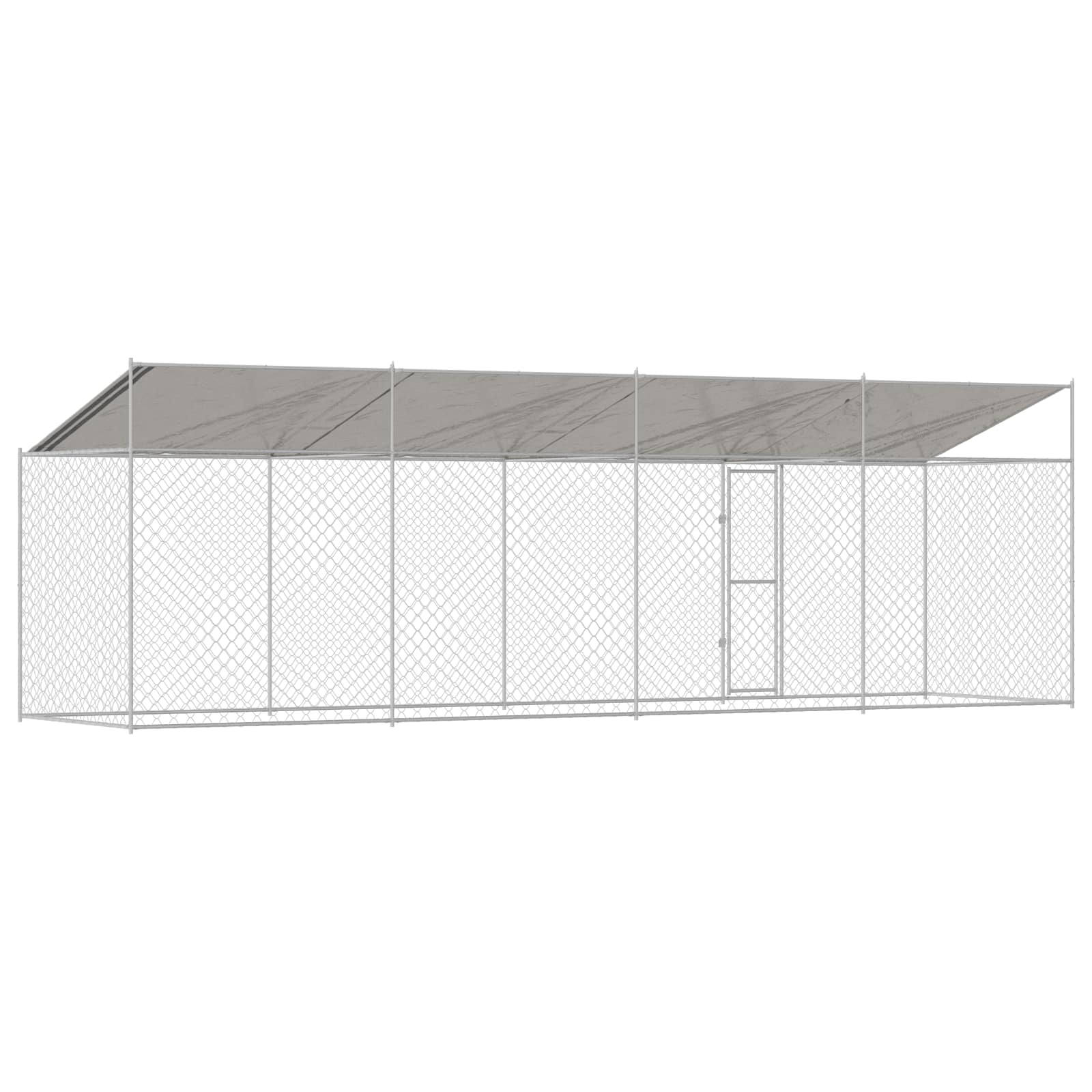 Hundezwinger mit Dach und Tür Grau 2x2x2 m Verzinkter Stahl