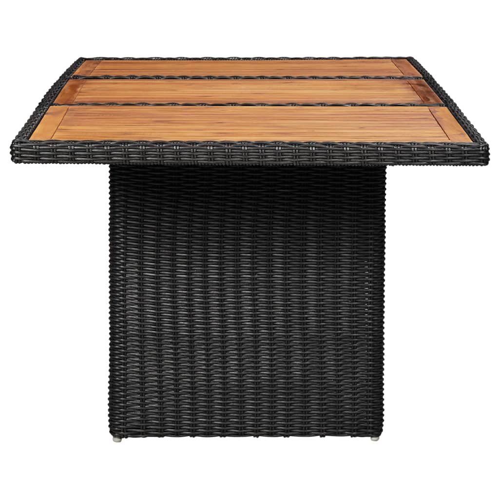 Garten-Esstisch Braun 200x100x74 cm Glas und Poly Rattan